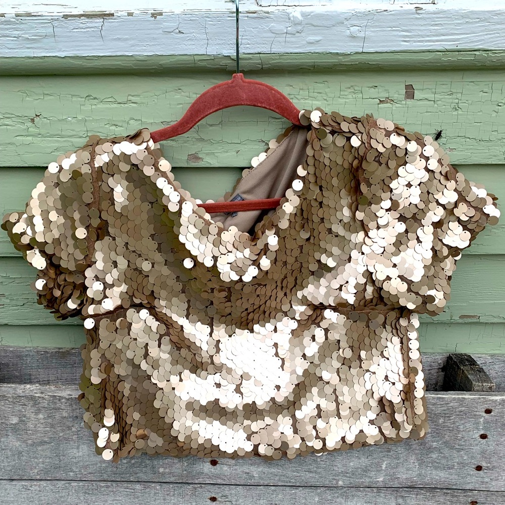 Champagne Sequin Crop Top